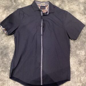 Denim & Flower Dark Blue Polka Dot Shirt with Paisley Accent